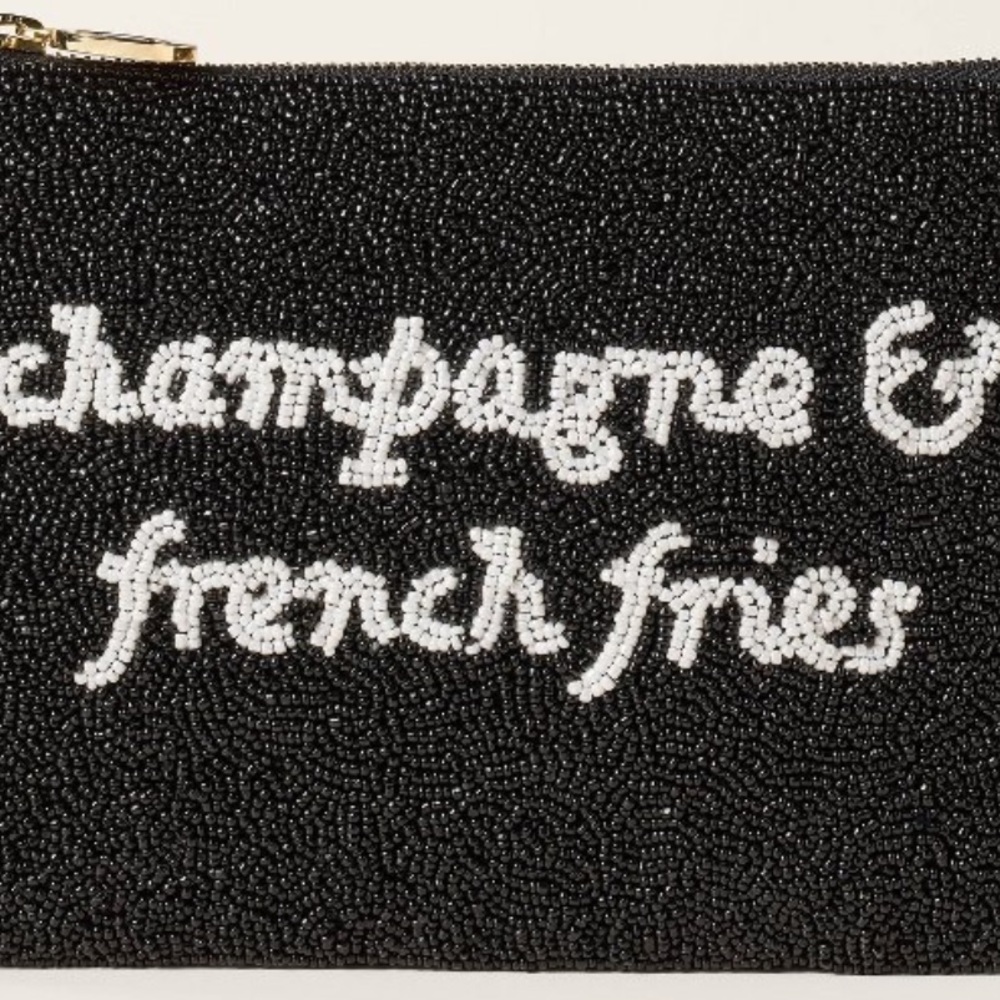 NWT Kate Spade Target New York - Champagne & French Fries Beaded Clutch Black - Picture 6 of 11
